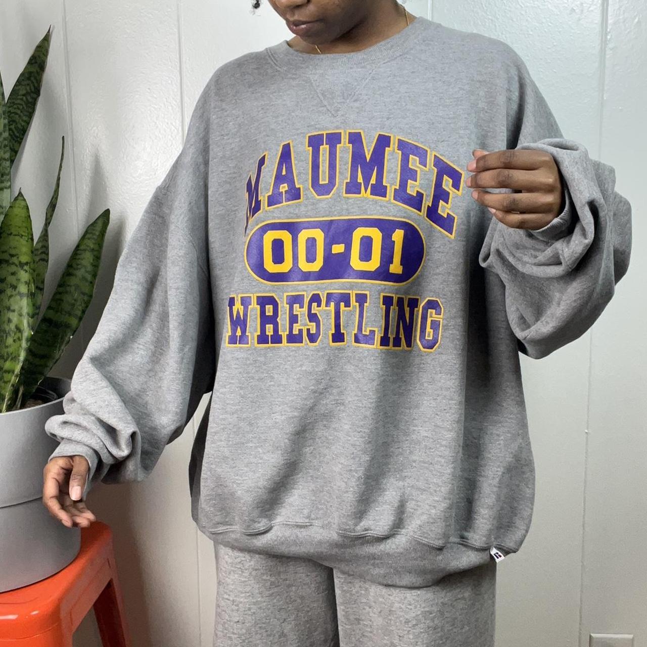 Russell Athletic Men's Grey and Purple Sweatshirt