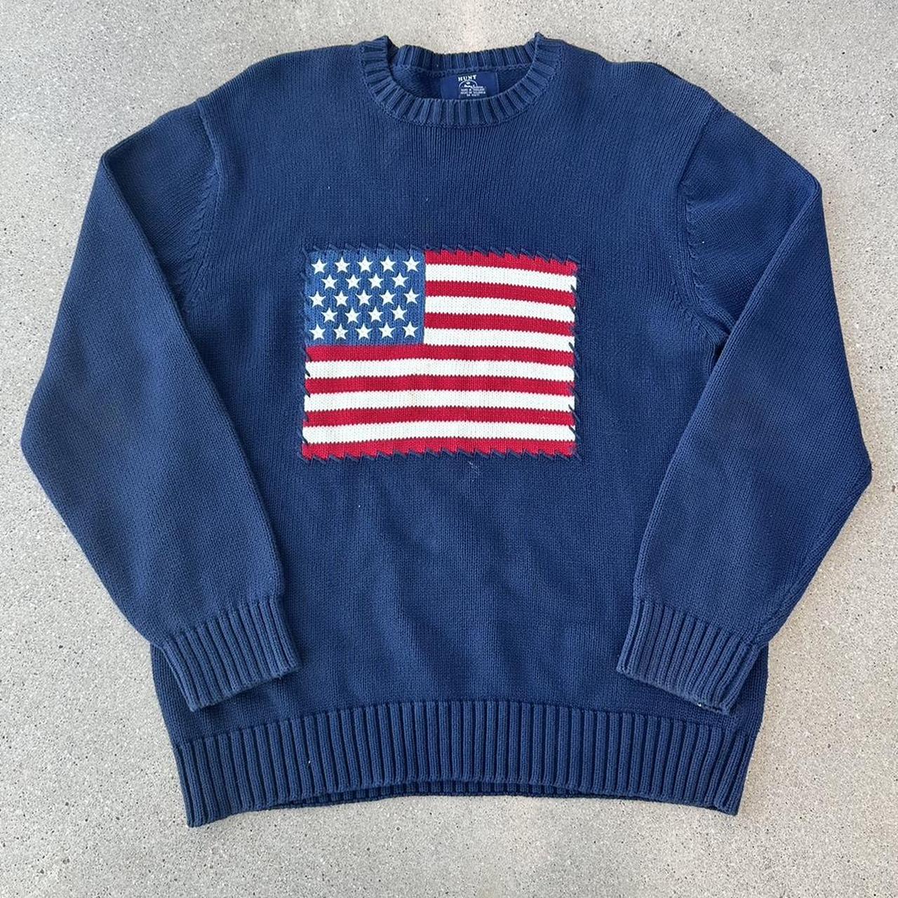 Vintage American Flag knit sweater 🤠 FREE shipping... - Depop