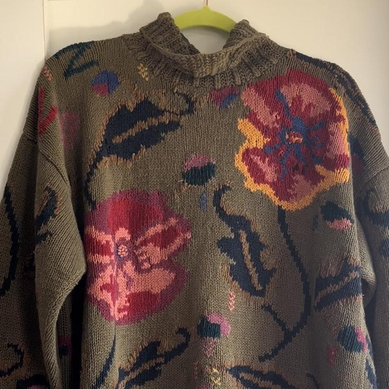 Vintage Patterned Intarsia Knit store Sweater