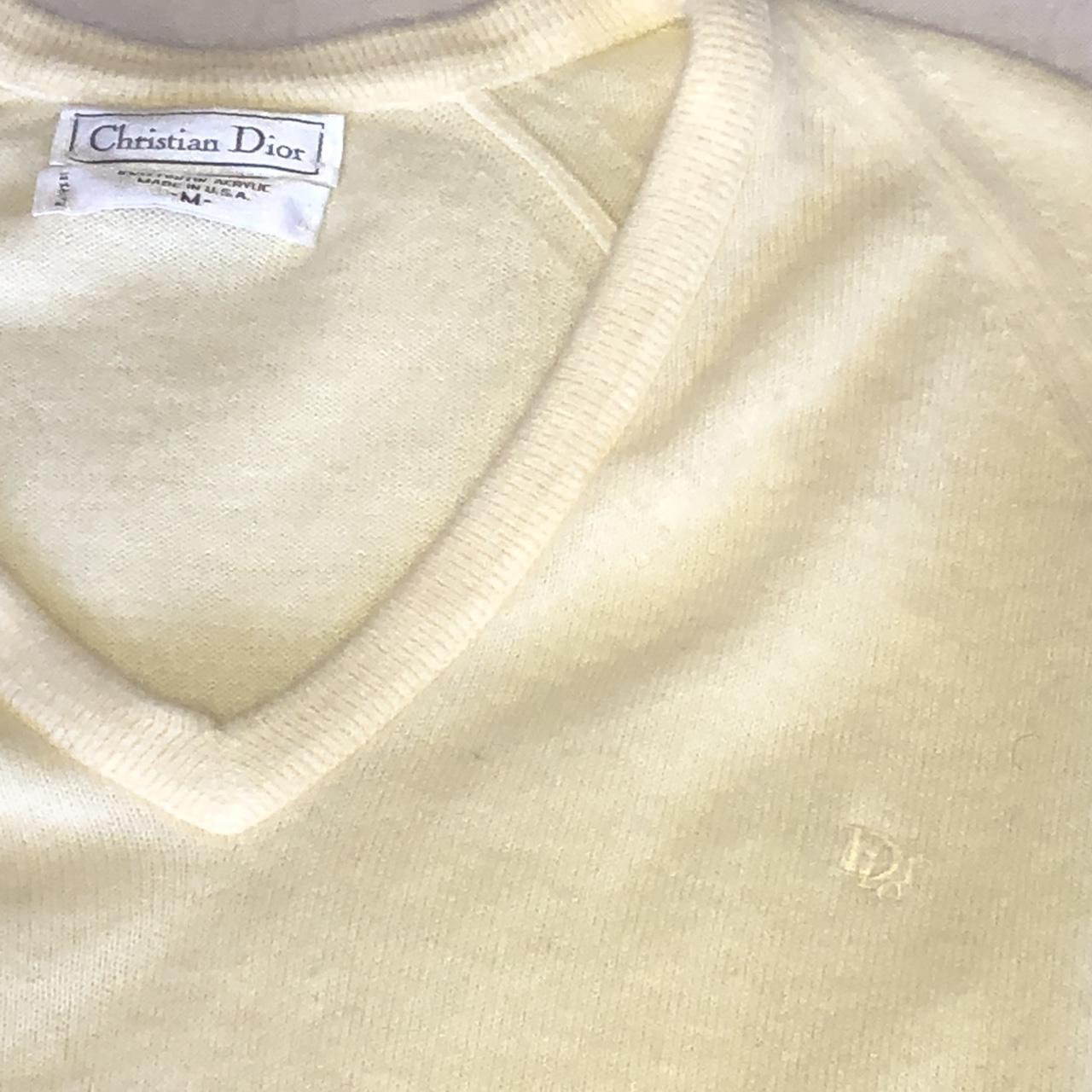 Christian Dior Women's Cream and Yellow Jumper Depop