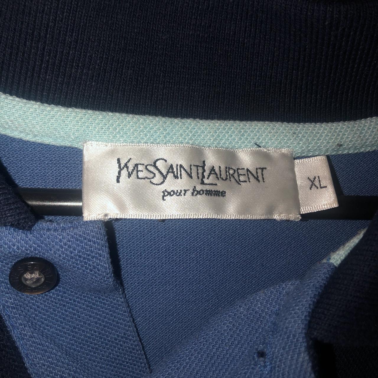 Yves Saint Laurent Men's Blue and Navy Polo-shirts | Depop