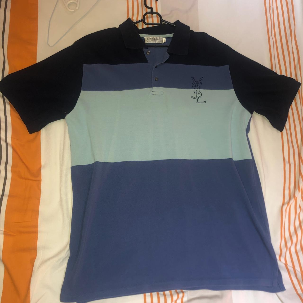 Yves Saint Laurent Men's Blue and Navy Polo-shirts | Depop