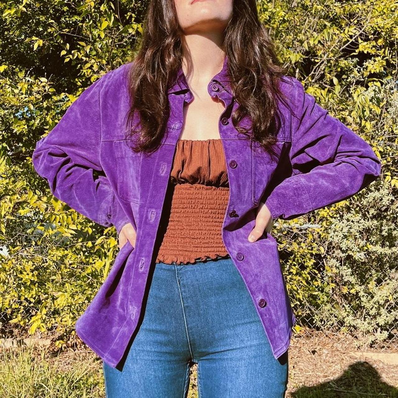 Coldwater Creek genuine leather purple jacket /... - Depop