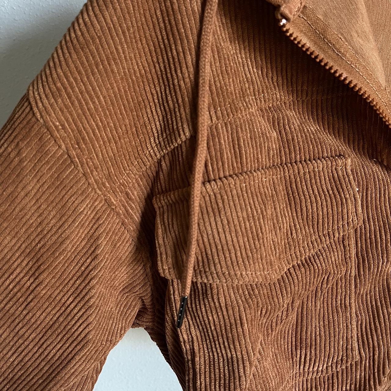 BURNT ORANGE CORDUROY CROPPED ZIP UP JACKET its... - Depop