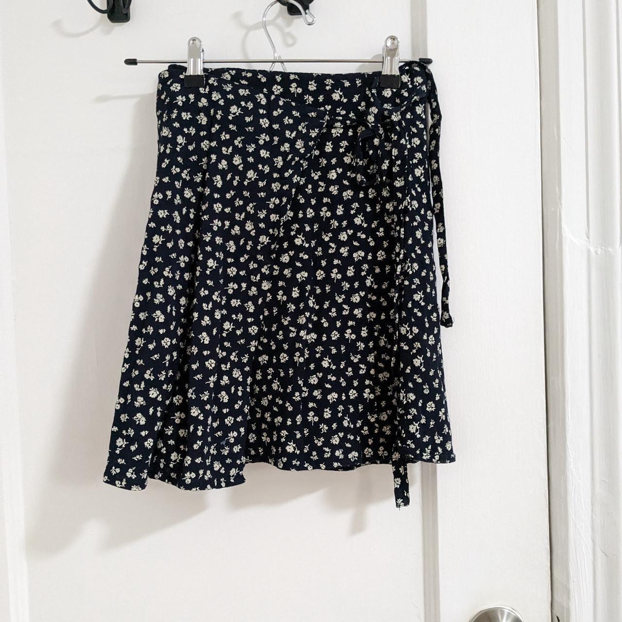 Brandy Melville Genevieve Skirt Navy Flower Print... - Depop