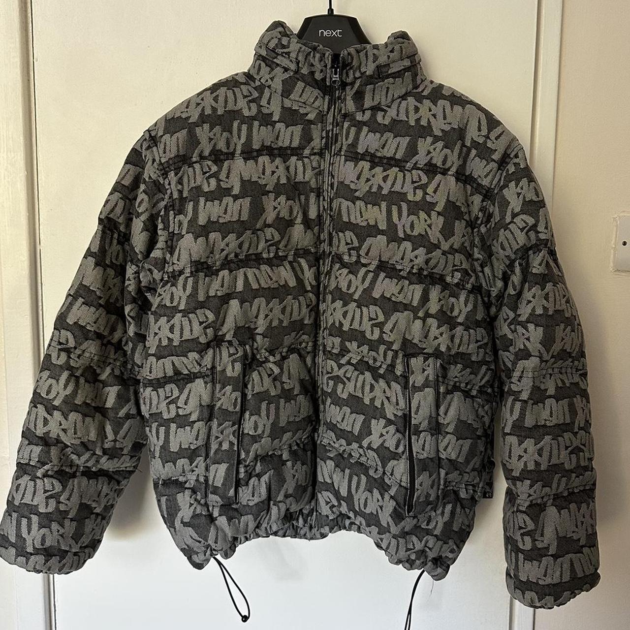 Supreme Fuck Jacquard Puffy Jacket Navy