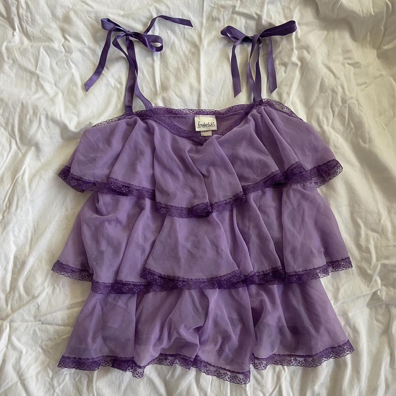 fredrick’s of hollywood tiered purple lingerie top... - Depop