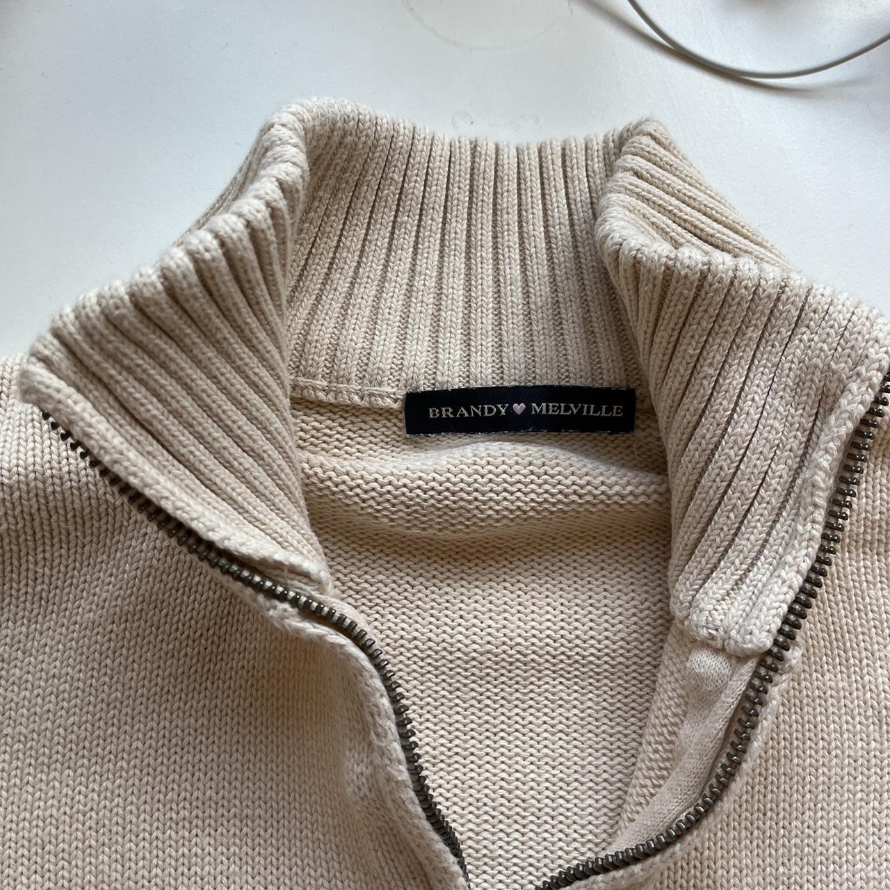 Brandy Melville cream quarter zip sweater - Depop