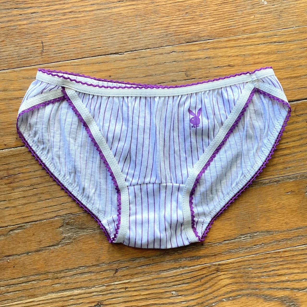 Vintage Playboy Pinstripe Cotton Panties Size 5 on... - Depop