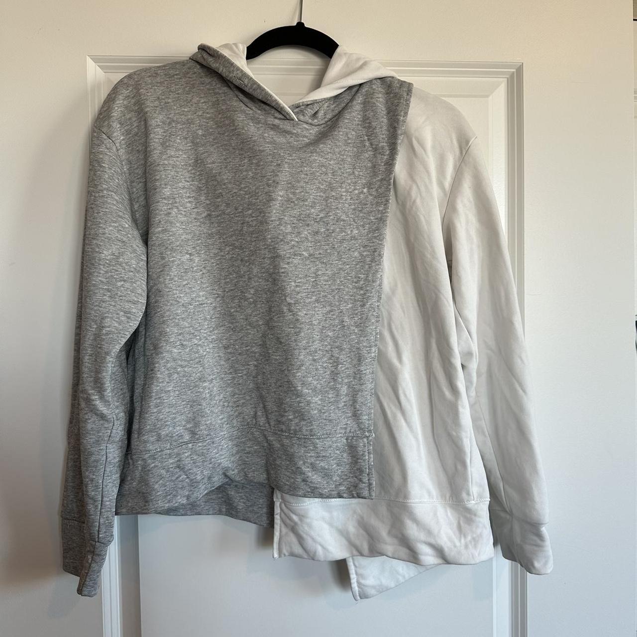 Two Tone White & Grey Hoodie Unique and only worn a... - Depop