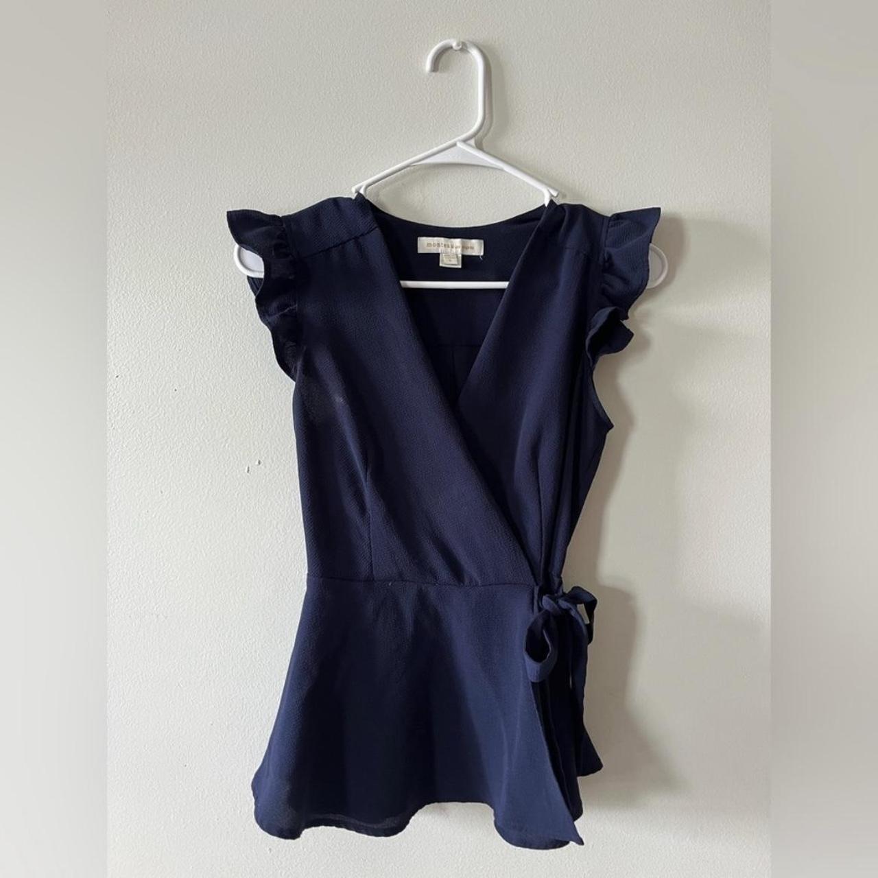 Monteau Los Angeles Navy Blue Women’s Summer Blouse... - Depop