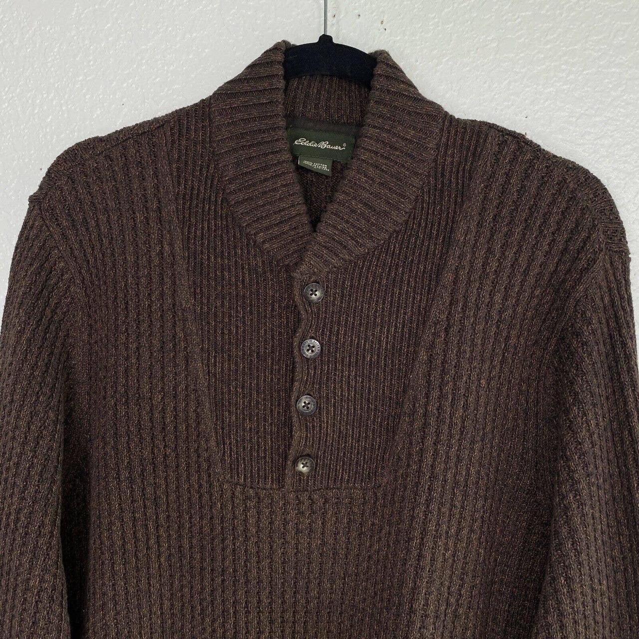 Eddie Bauer Sweater Mens Large Ribbed Knit Brown... - Depop