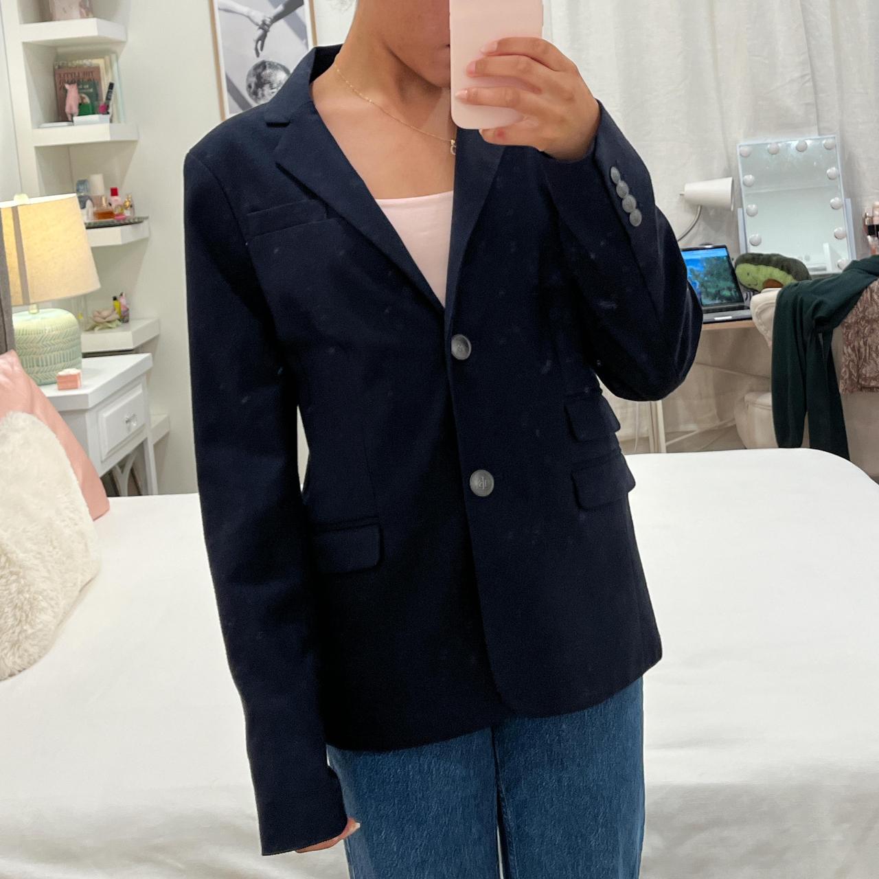 Land s End blue blazer with 2 button closure and 2. Depop