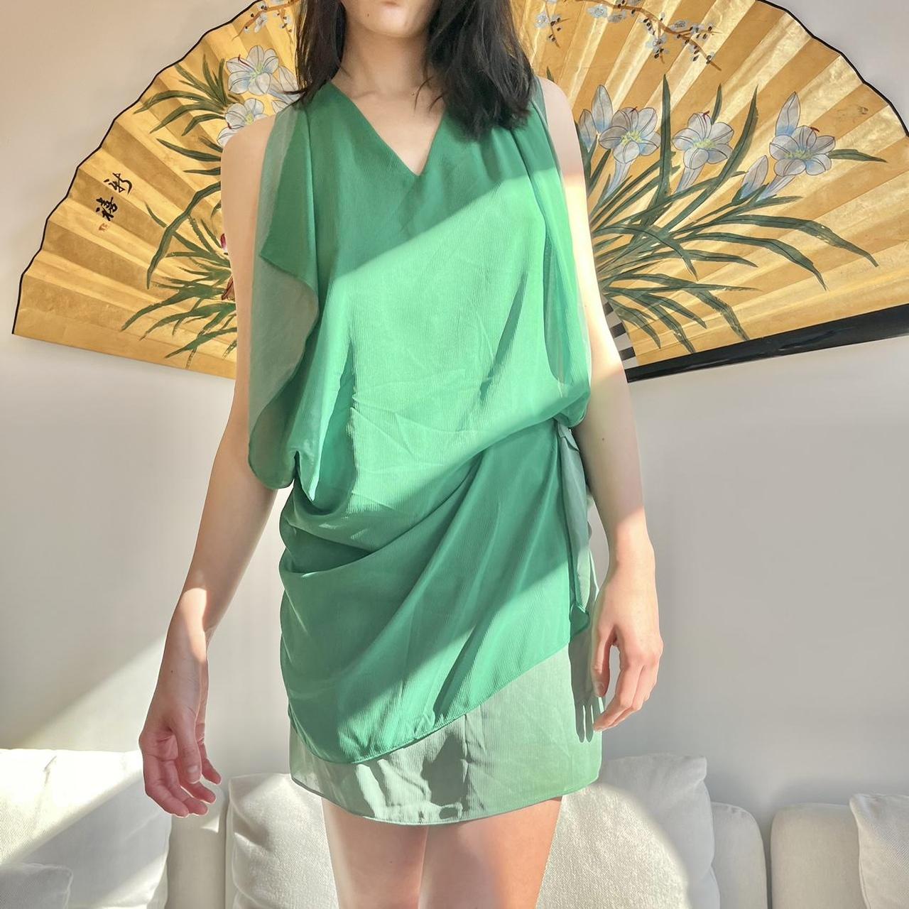 acne studios silk green midi dress,