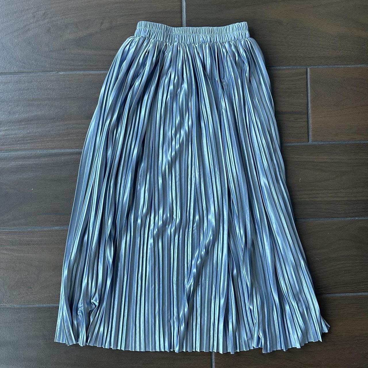 Pleated maxi skirt Blue metallic pleated maxi. Depop