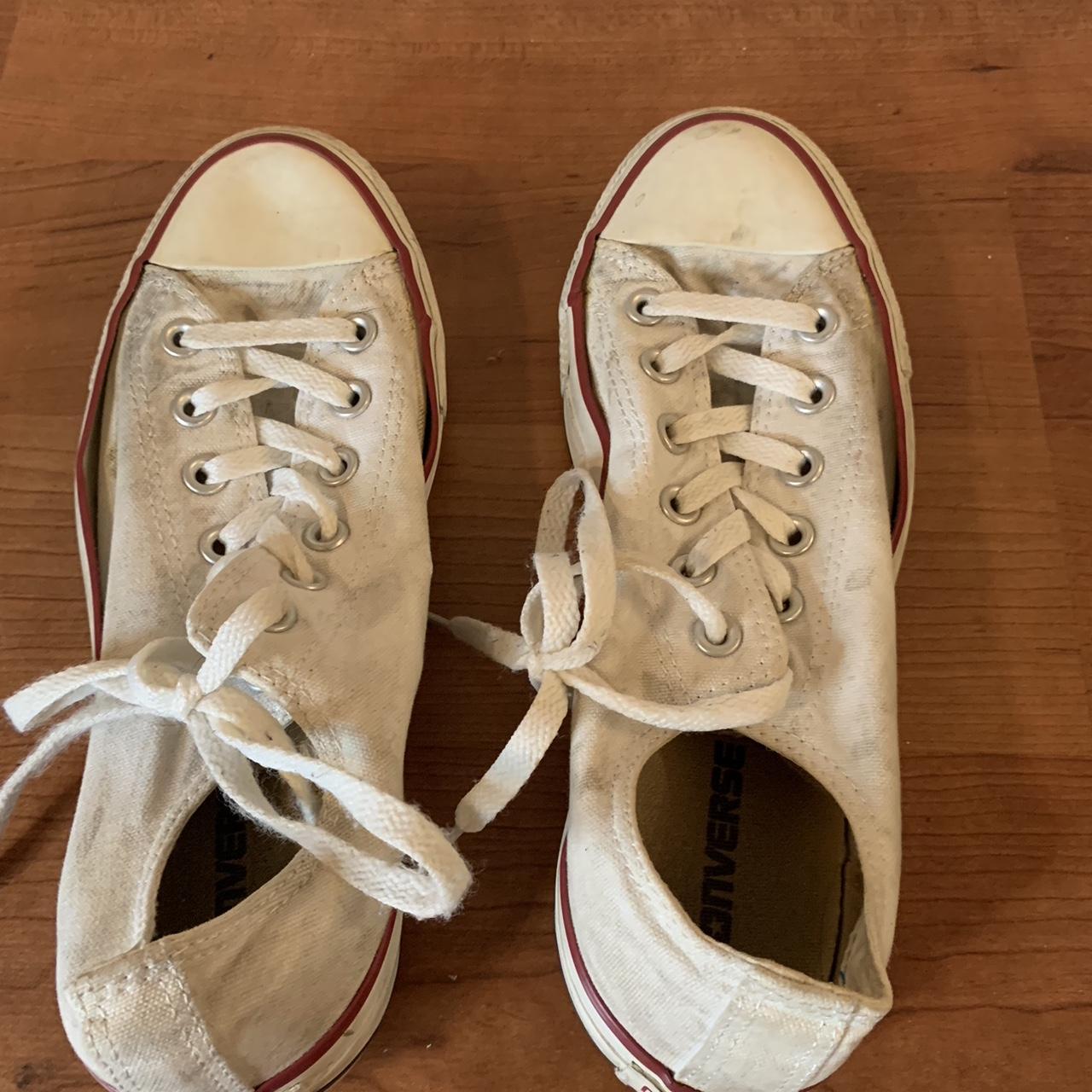 White converse Very worn, stained, as seen in pics,... - Depop