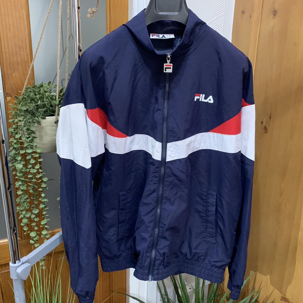 Fila Men's Navy and White Jacket | Depop