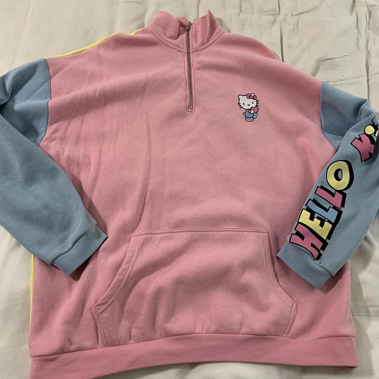 Hello kitty color block neck zip sweater Sanrio... - Depop