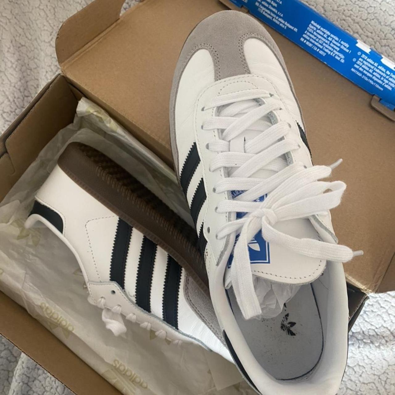 Adidas Women's Grey and White Trainers | Depop