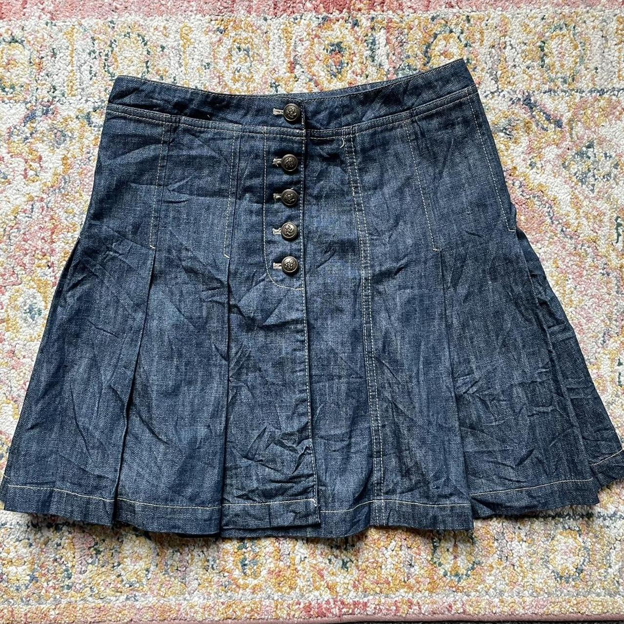 Rara pleated denim skirt 90s y2k vintage with the... - Depop
