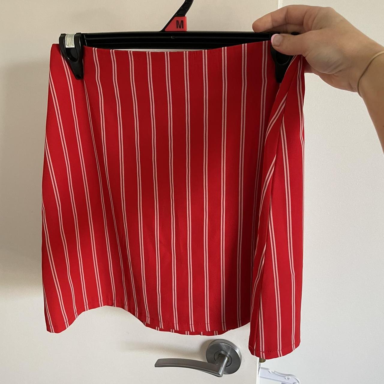 Princess polly red stripped mini skirt Worn once... Depop