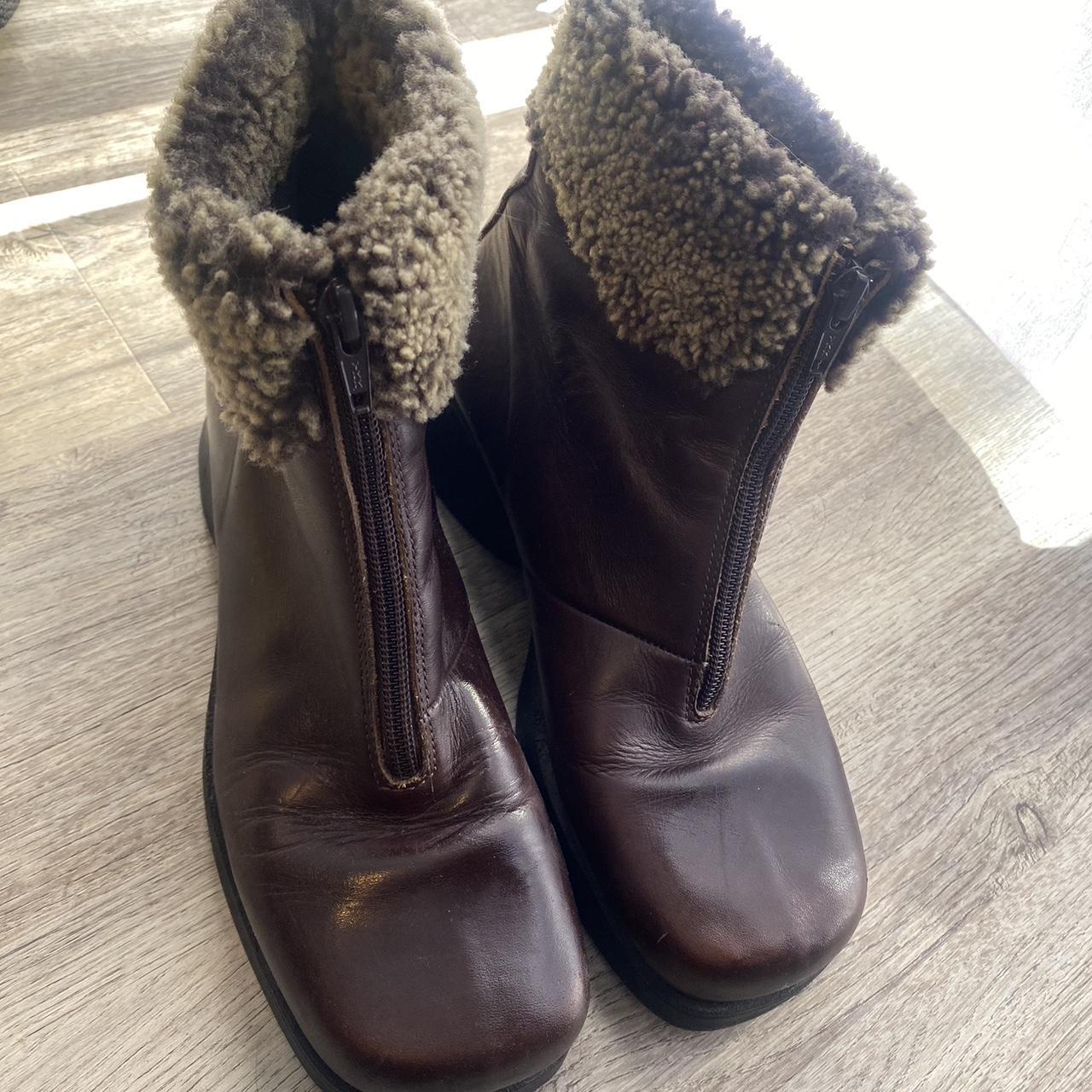 Vintage La Canadienne boots - leather with faux fur... - Depop