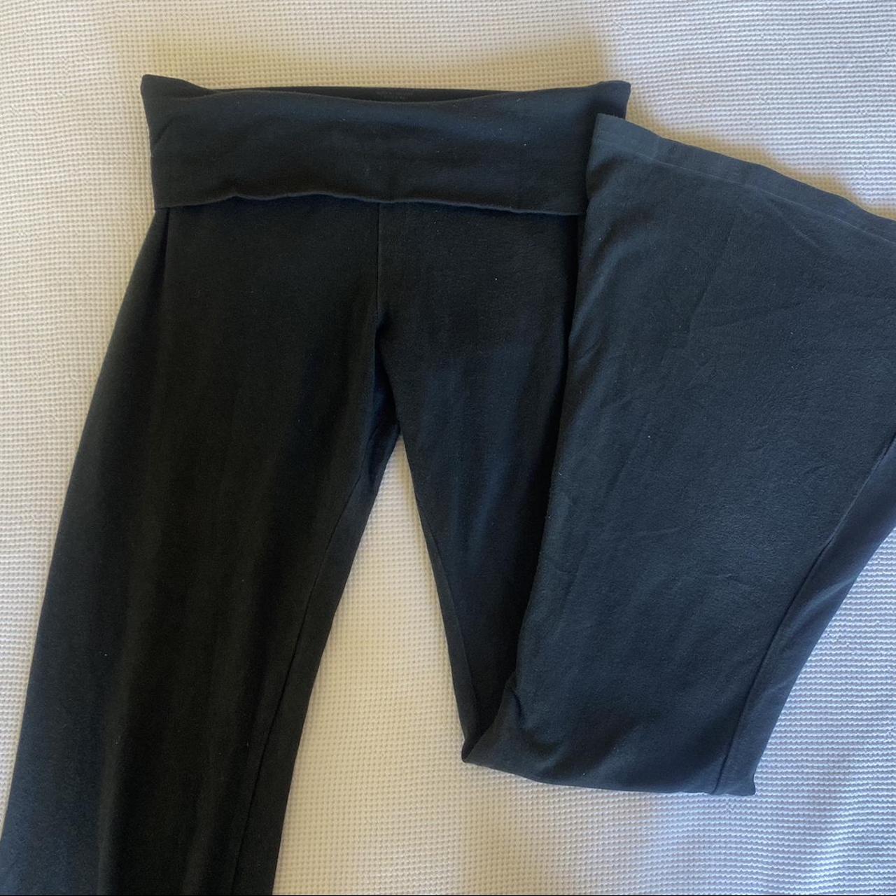 Brandy Melville black fold-over flare pants. - Depop