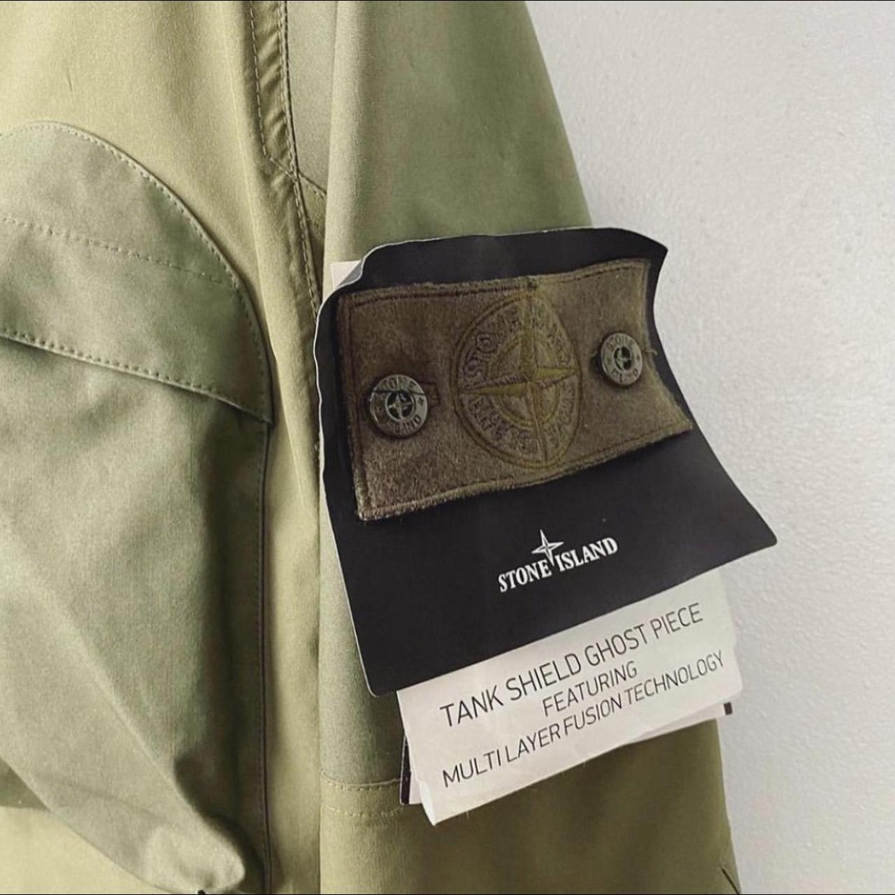 Stone Island Tank Shield Ghost Piece Jacket in khaki... - Depop