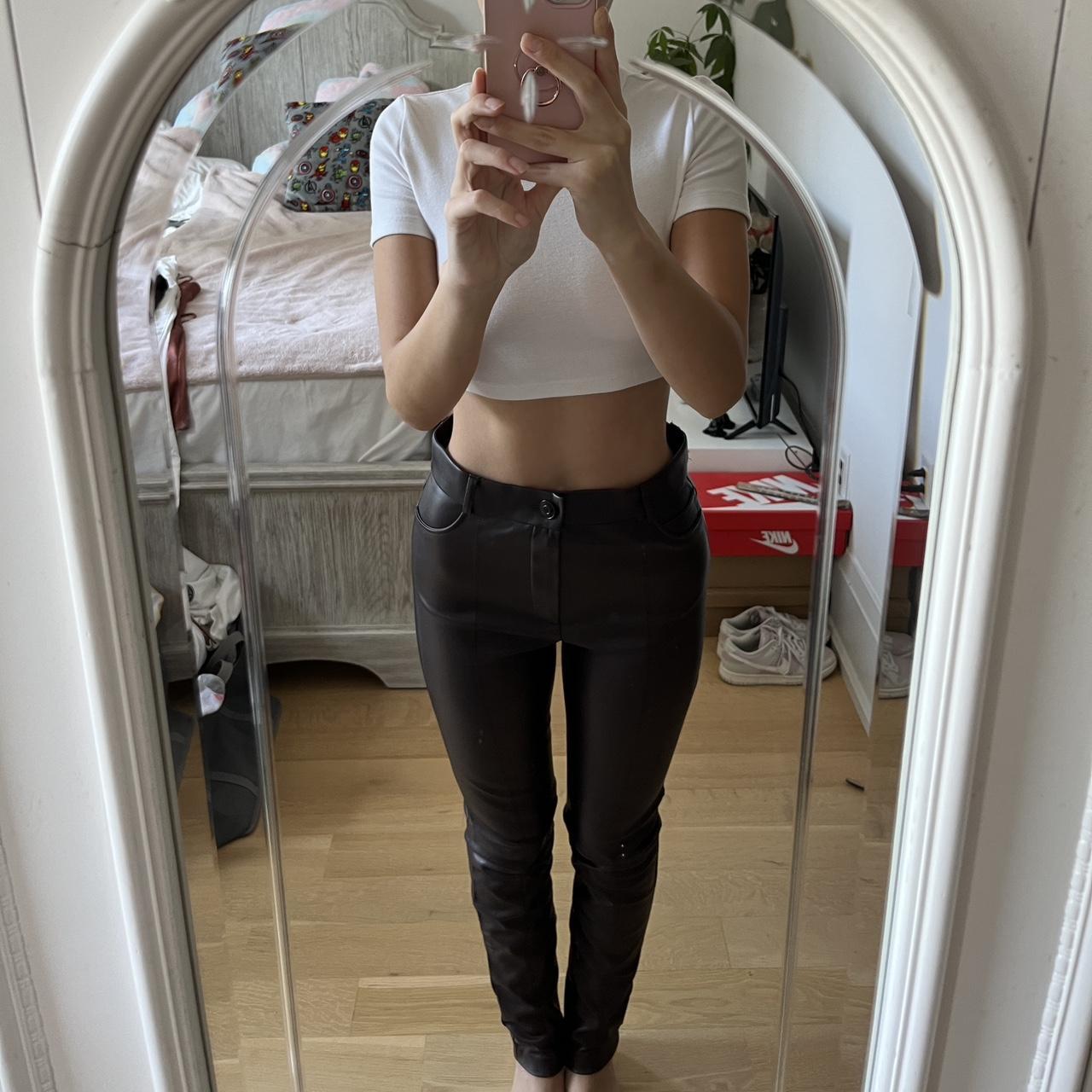 Faux leather split hem trousers SIZE SMALL🫶,