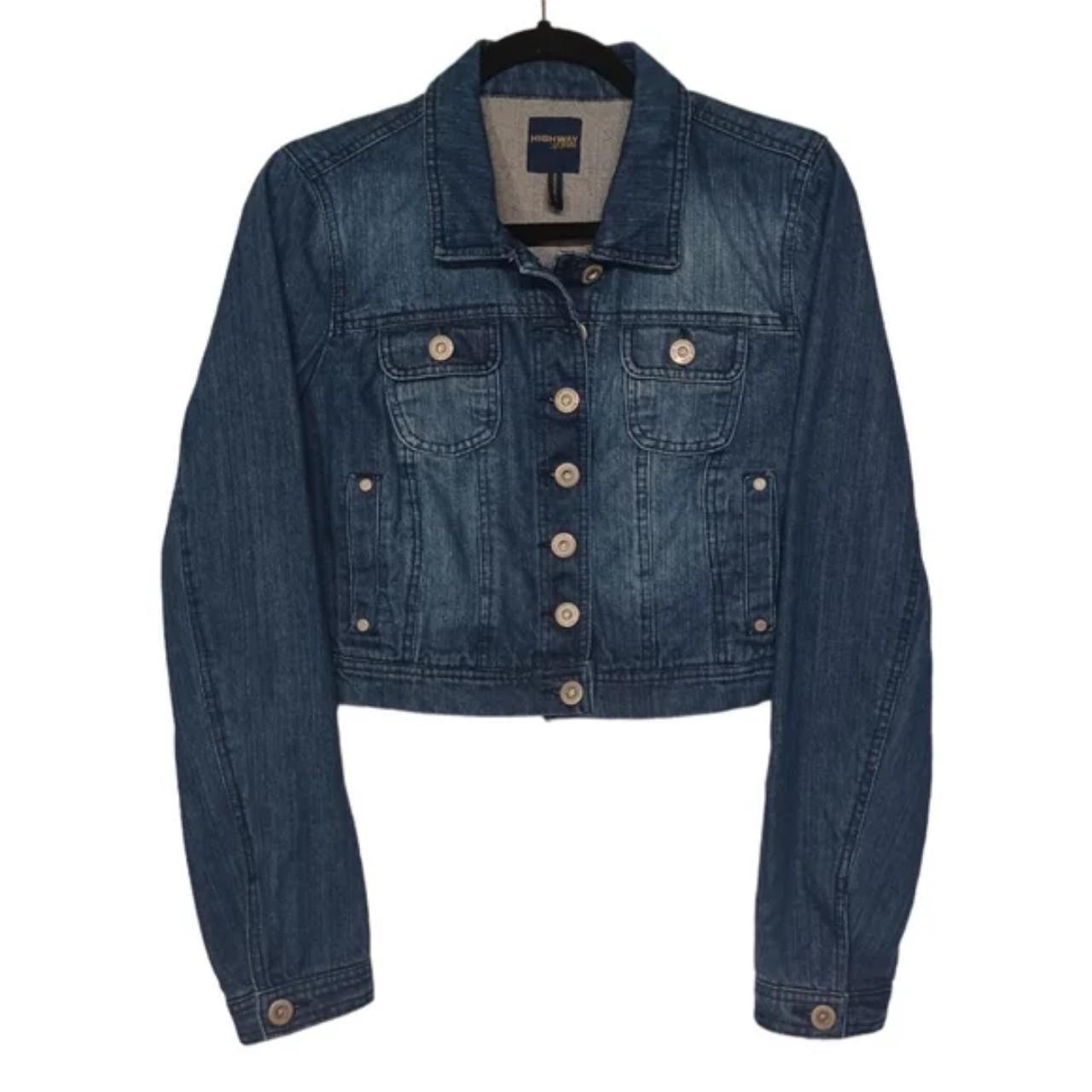 HIGHWAY JEANS Dark Medium Blue Button Front Depop