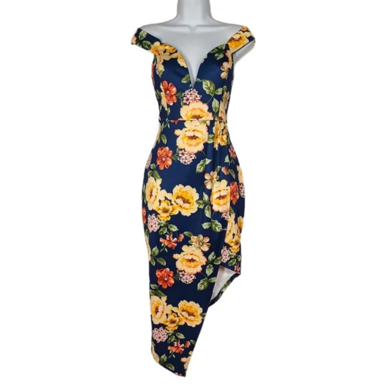 FASHION NOVA Navy Blue Yellow Colorful Print Depop