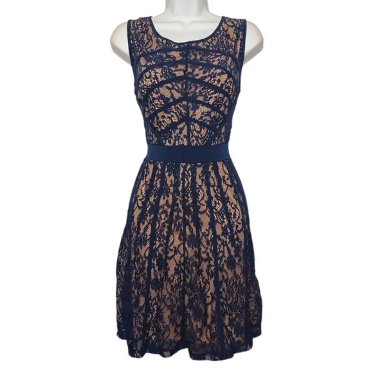 Navy blue and tan dress hotsell