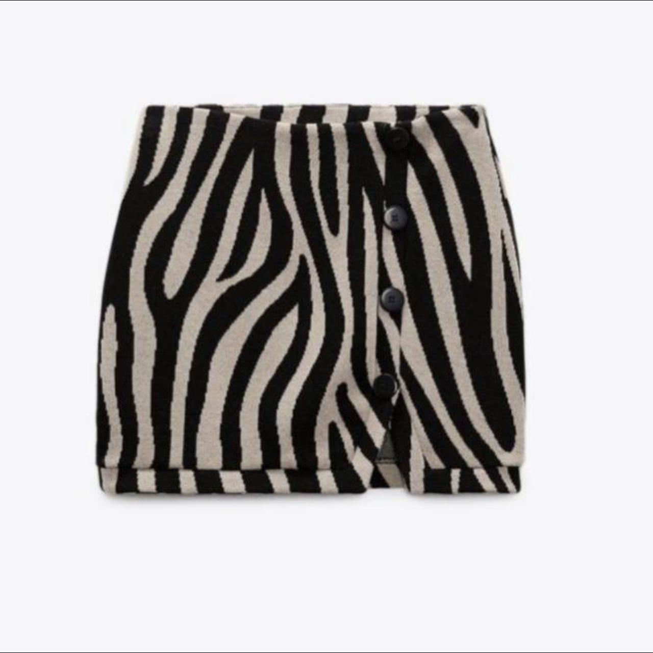 ZARA Jacquard mini skirt in BLACK/SAND Worn once on... Depop