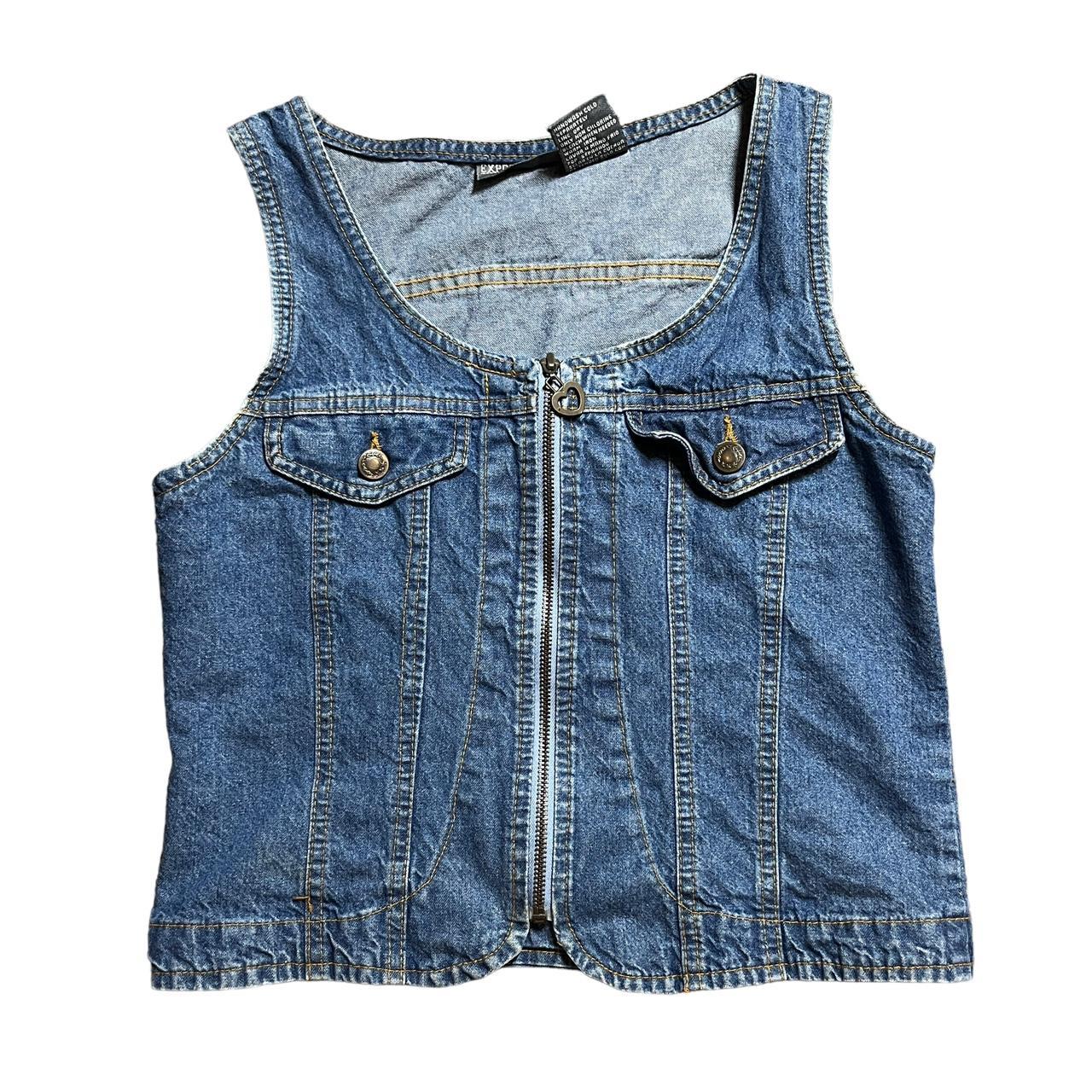 vintage denim zip up vest super cute zipup denim... Depop