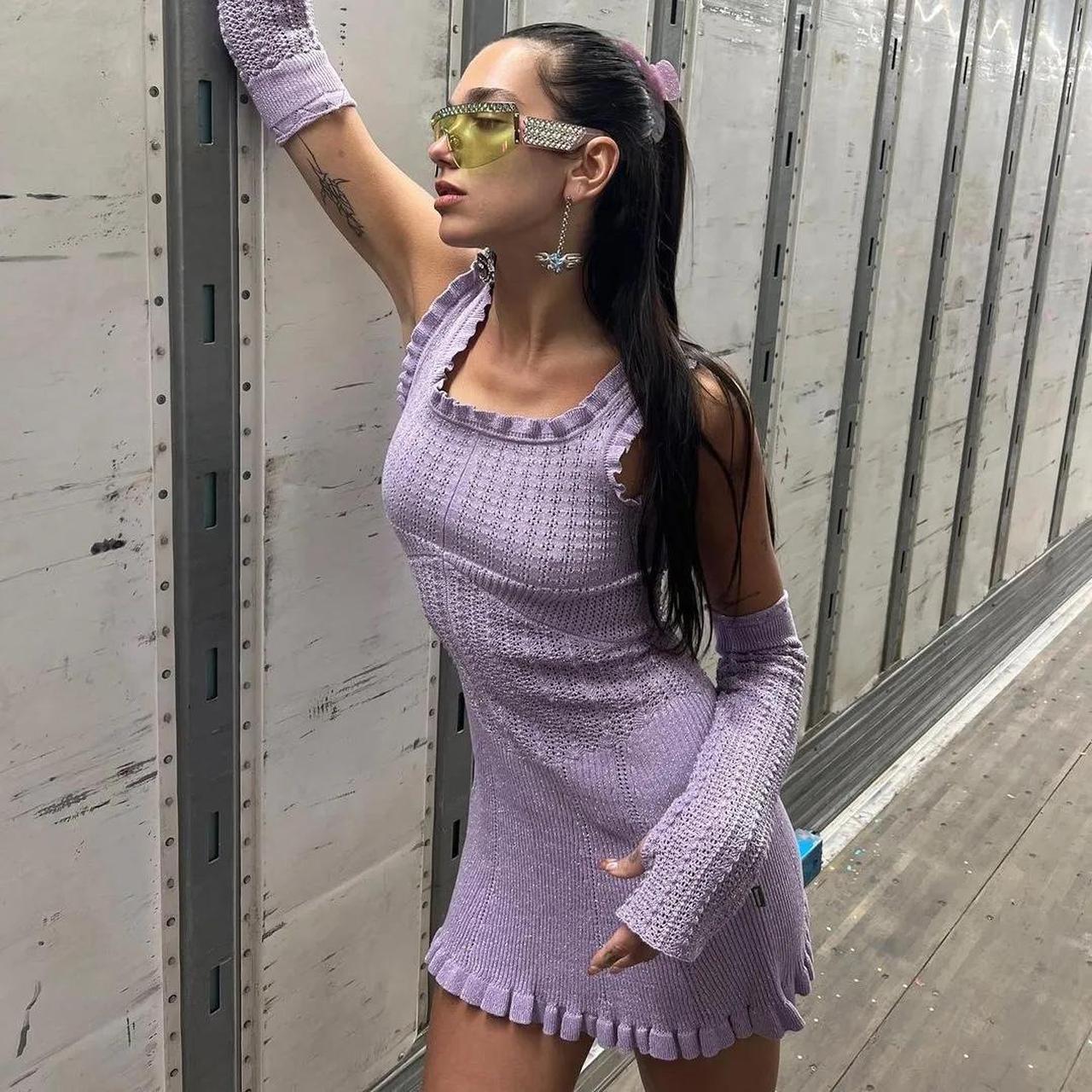Heaven by Marc Jacobs 2023 purple knit sparky dress | Depop