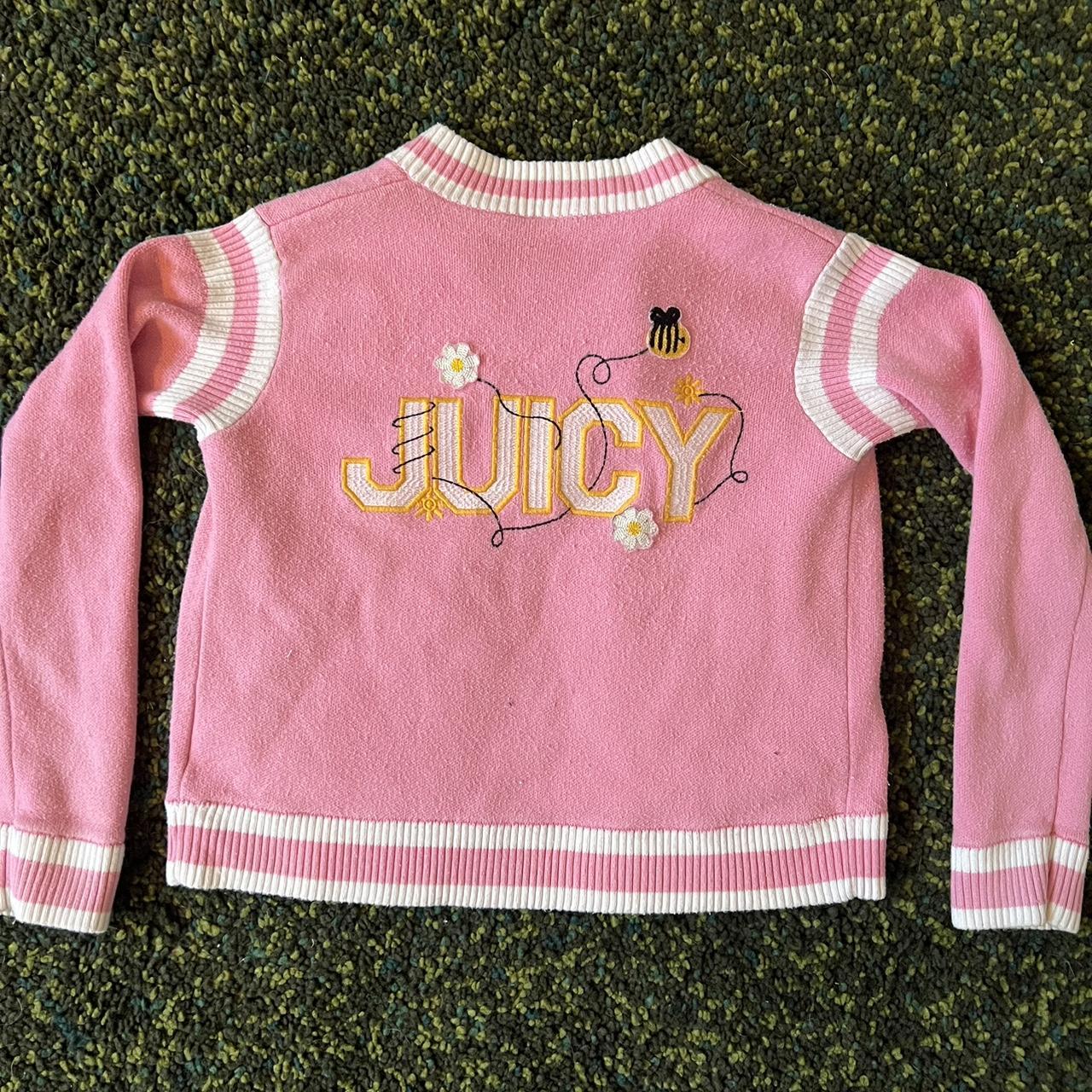 Juicy Couture Women's Pink and Yellow Cardigan Depop