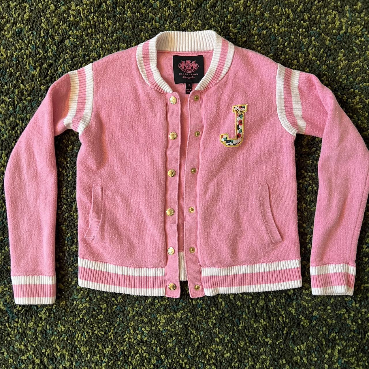 Juicy Couture Women's Pink and Yellow Cardigan Depop