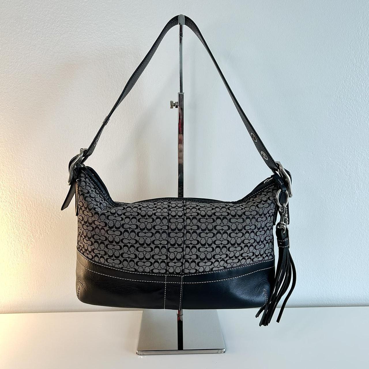 Coach Black Monogram Canvas and Leather Bag 