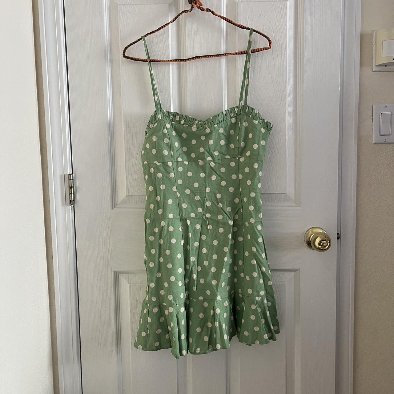 Zara green and white polka dot dress cheap