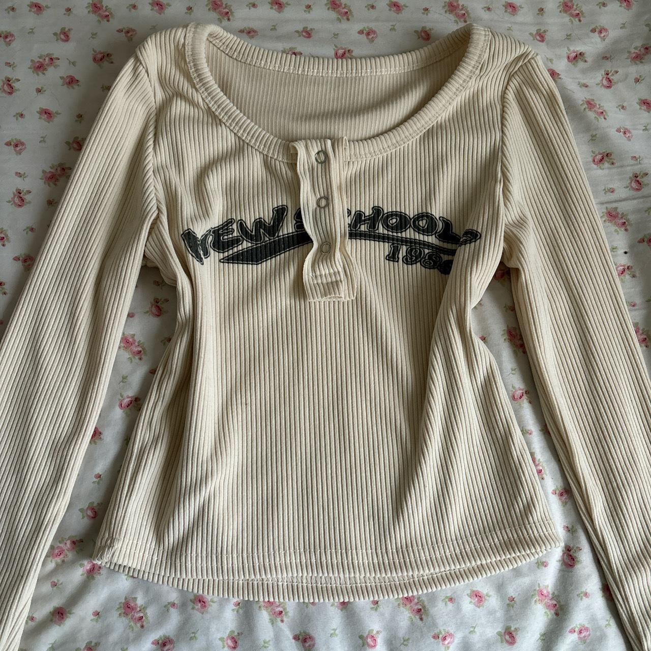 Long sleeve cream colored top Super cute and good... - Depop