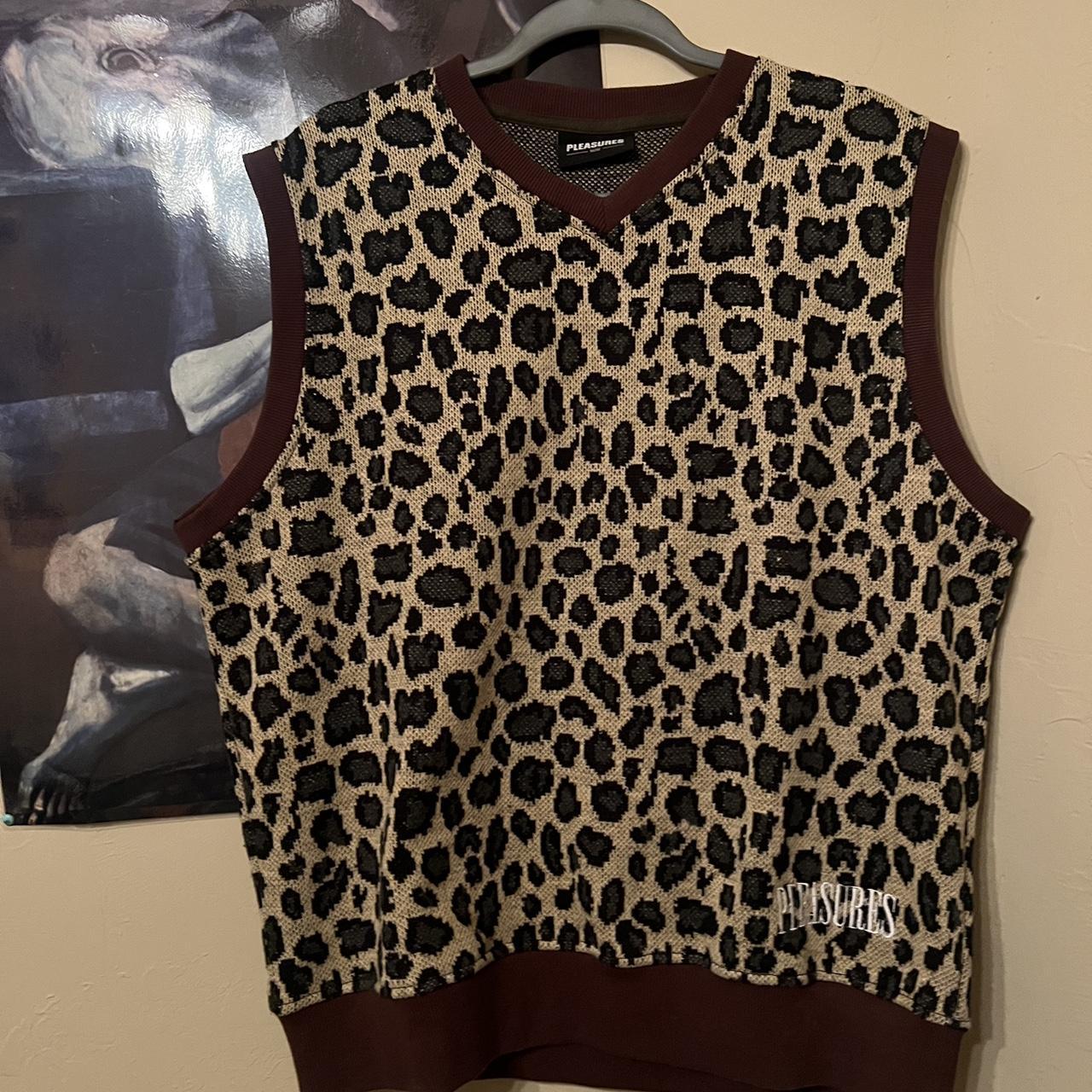 Pleasure Leopard Sweater Vest 10/10 condition Open... - Depop
