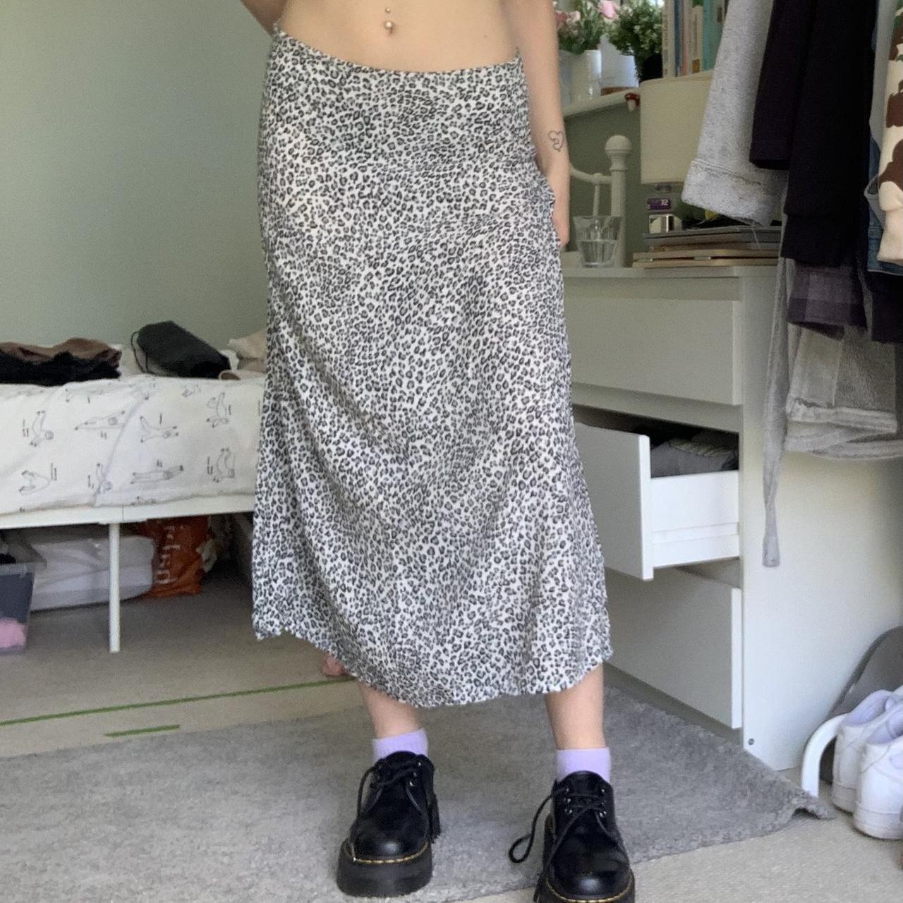 Brandy Melville blue leopard print midi skirt Depop