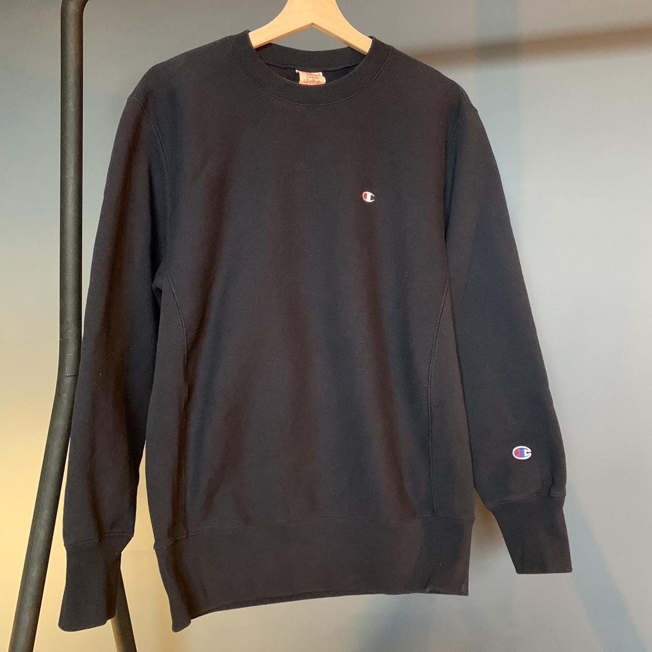 Champion Men's Blue and Navy Sweatshirt | Depop