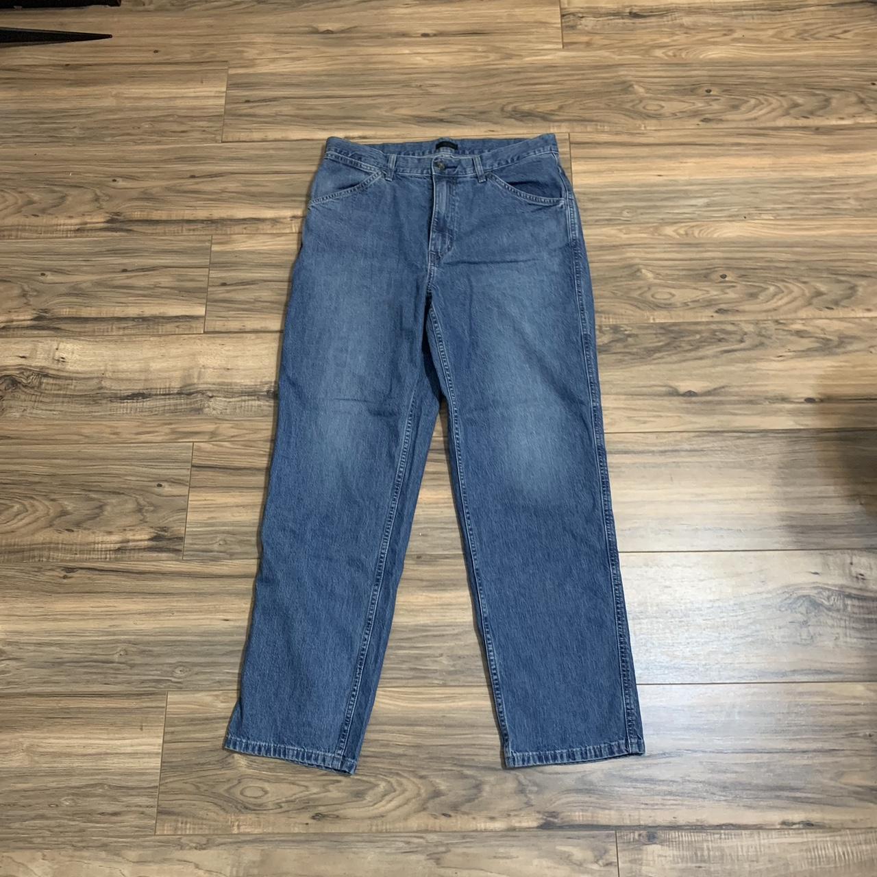 uniqlo wide tapered high rise denim jeans 32x30 dm... - Depop