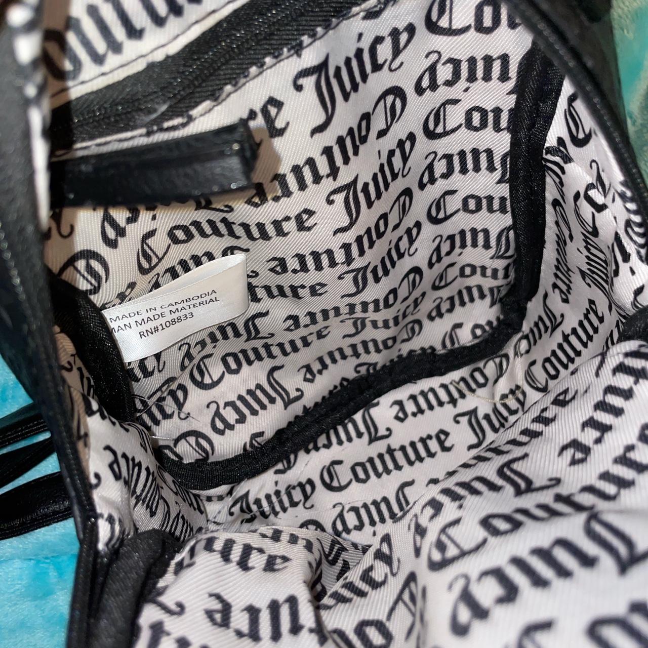 Juicy Couture Monogram Logo Pattern Backpack Purse Bag Gray Black