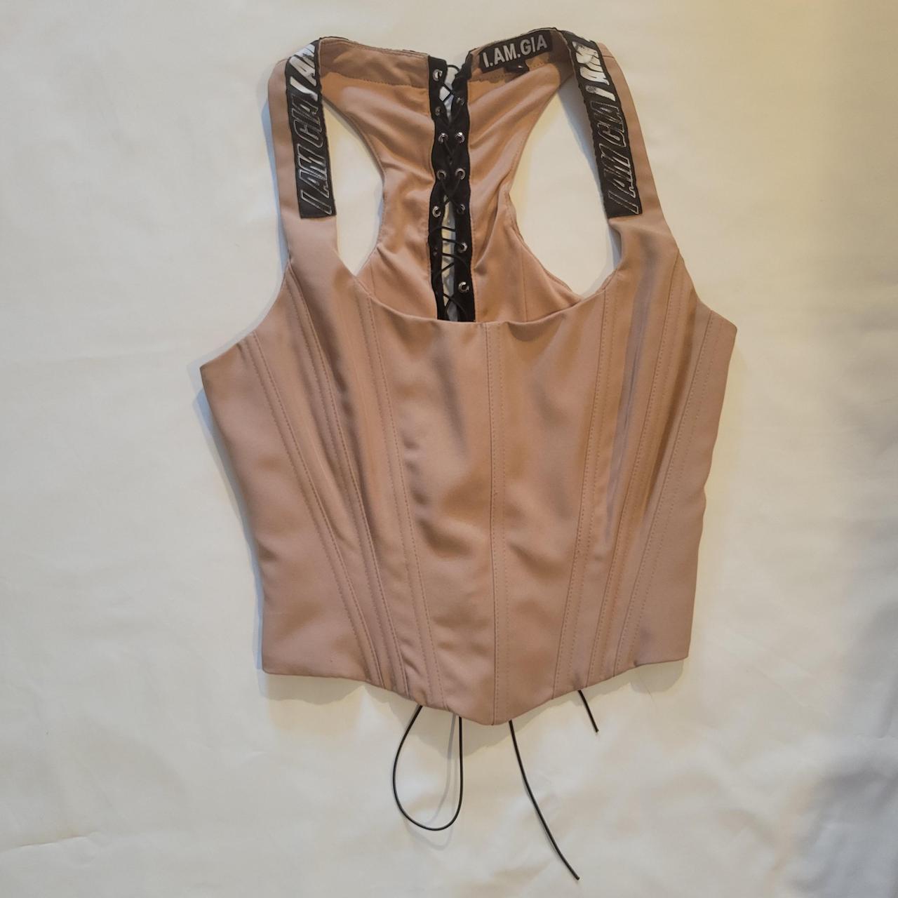 Tan I.Am.Gia Corset Tank Top !!! -Gently Used -Like - Depop