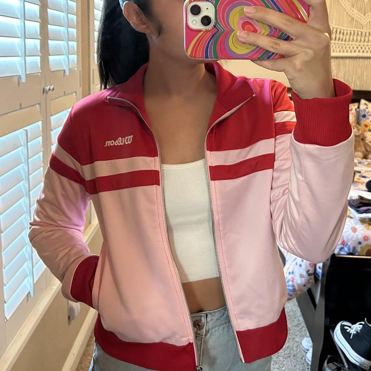 Wilson X Forever 21 • pink and white jacket •... Depop