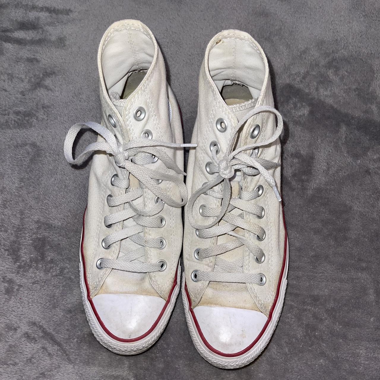 White Hightop Converse - Used - Size 7 M 9 W - Used... - Depop