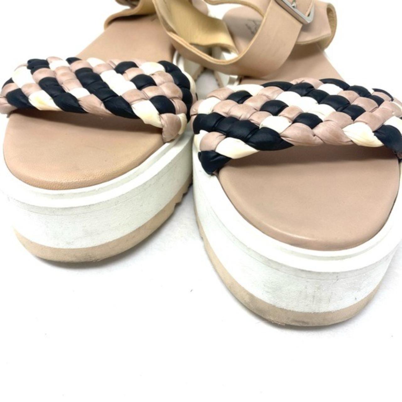 AGL mauve multi leather braided platform sandals