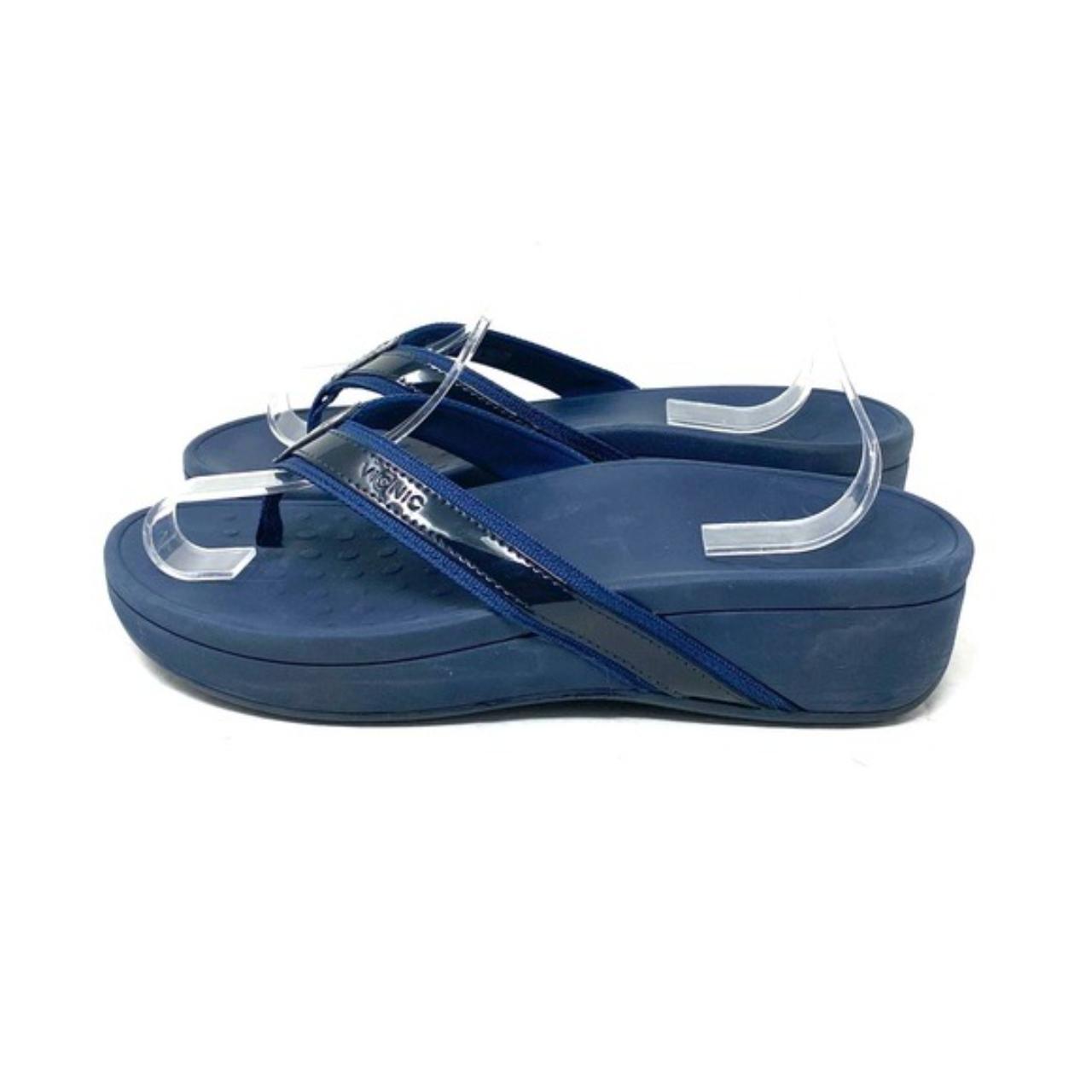 Vionic navy blue thong sandals. Women's size 8.... - Depop